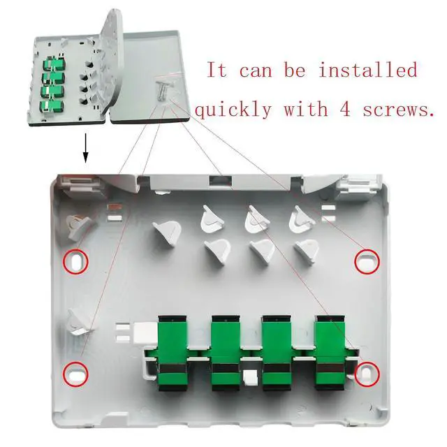 Alt view image 6 of 7 - Fiber Optical Terminal Junction Box4-Port Fiber Panel Box Desktop Place FC LC Adapters for FTTH,FTTO,FTTD