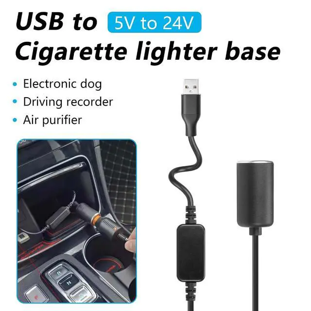 Alt view image 2 of 7 - USB A Male to 12V 18W Cigarette Lighter Booster Cable Socket Adapter Power Cable for Dash Cam, GPS, Car Led Light Strips, and Other Automotive Electronics(0.98FT/0.3M) (1)