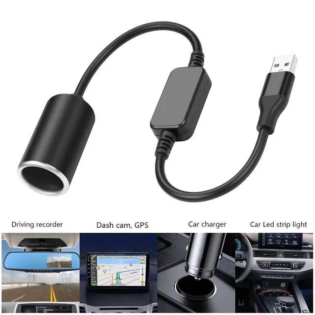 Alt view image 3 of 7 - USB A Male to 12V 18W Cigarette Lighter Booster Cable Socket Adapter Power Cable for Dash Cam, GPS, Car Led Light Strips, and Other Automotive Electronics(0.98FT/0.3M) (1)