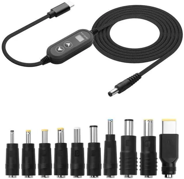 Main image of 4.26FT USB C to DC PD Adapter Cable Universal PD Fast Charger PD Input to DC 12V Output Power Cable with 8 Connector Converter Tips 5V/9V/12V/15V/20V Multi Voltage