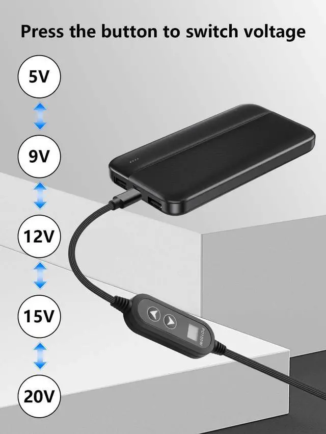 Alt view image 2 of 7 - 4.26FT USB C to DC PD Adapter Cable Universal PD Fast Charger PD Input to DC 12V Output Power Cable with 8 Connector Converter Tips 5V/9V/12V/15V/20V Multi Voltage