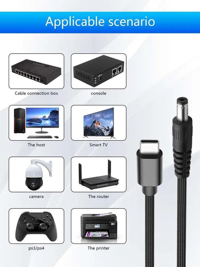 Alt view image 5 of 7 - 4.26FT USB C to DC PD Adapter Cable Universal PD Fast Charger PD Input to DC 12V Output Power Cable with 8 Connector Converter Tips 5V/9V/12V/15V/20V Multi Voltage