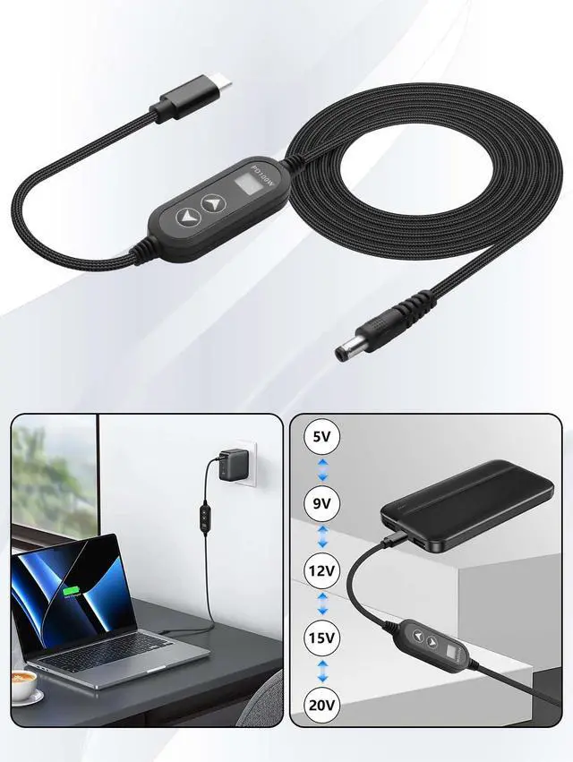 Alt view image 7 of 7 - 4.26FT USB C to DC PD Adapter Cable Universal PD Fast Charger PD Input to DC 12V Output Power Cable with 8 Connector Converter Tips 5V/9V/12V/15V/20V Multi Voltage
