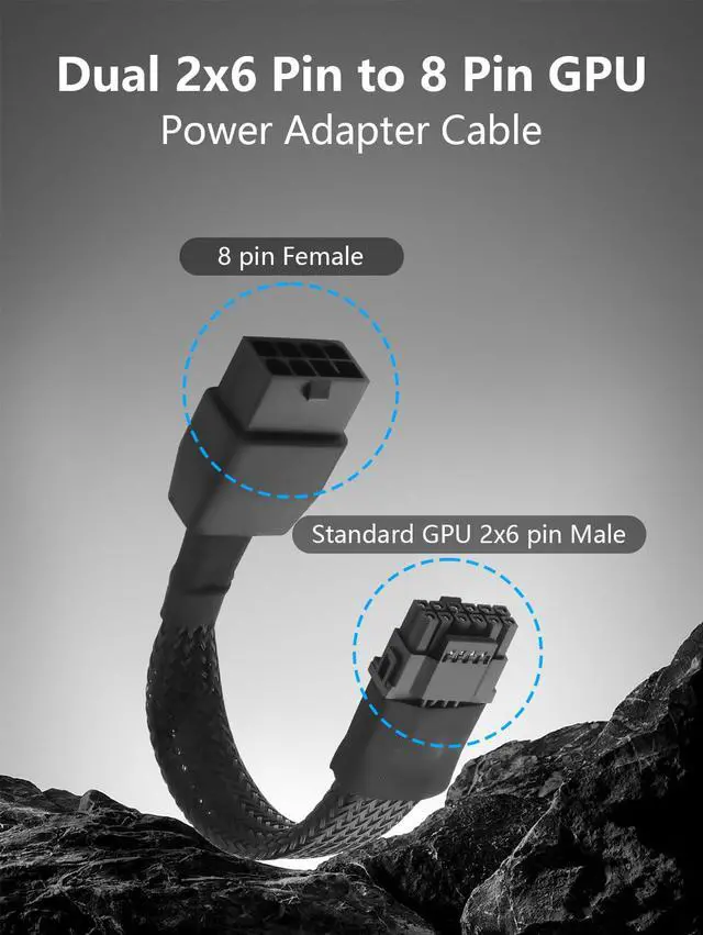 Alt view image 3 of 3 - PCIE5.0 Adapter C able 8 Pin Splitter 12 Pin Male to 8 Pin(6+2) Female Conversion for Motherboard(1 to 1)