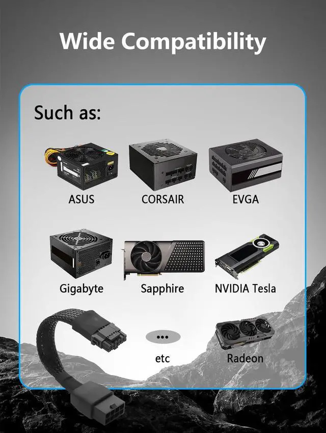 Alt view image 2 of 3 - PCIE5.0 Adapter C able 8 Pin Splitter 12 Pin Male to 8 Pin(6+2) Female Conversion for Motherboard(1 to 1)