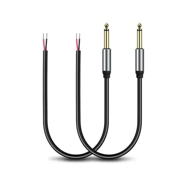 Alt view image 2 of 7 - 2-Pack 6.35mm Male Plug to Bare Wire Open TRS Bipolar Stereo 1/4 "6.35mm Speaker Cable Adapter Connector to Microphone Speaker Bare Wire Open Audio Cable -0.3m/11in