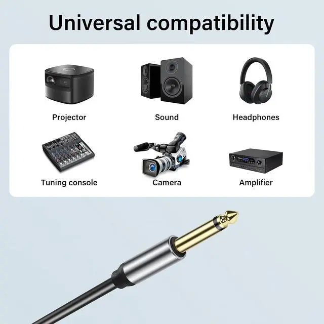 Alt view image 5 of 7 - 2-Pack 6.35mm Male Plug to Bare Wire Open TRS Bipolar Stereo 1/4 "6.35mm Speaker Cable Adapter Connector to Microphone Speaker Bare Wire Open Audio Cable -0.3m/11in
