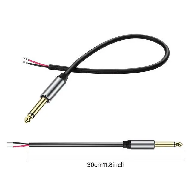 Alt view image 7 of 7 - 2-Pack 6.35mm Male Plug to Bare Wire Open TRS Bipolar Stereo 1/4 "6.35mm Speaker Cable Adapter Connector to Microphone Speaker Bare Wire Open Audio Cable -0.3m/11in