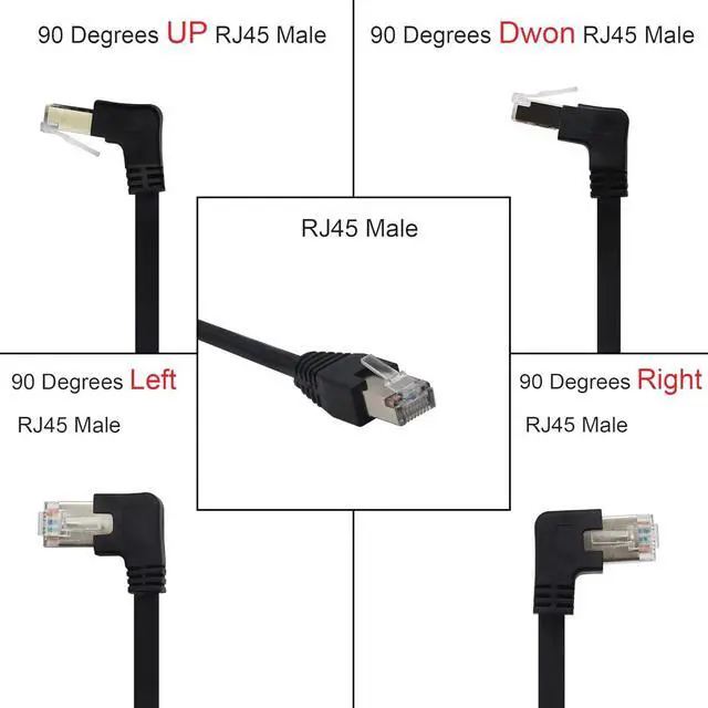 Alt view image 3 of 7 - Panel Mount RJ45,RJ45 Male to Female 90 Degree Screw Panel Mount CAT6/5e/5 Shielded Network LAN Extender Cord Connector (Angled Down)