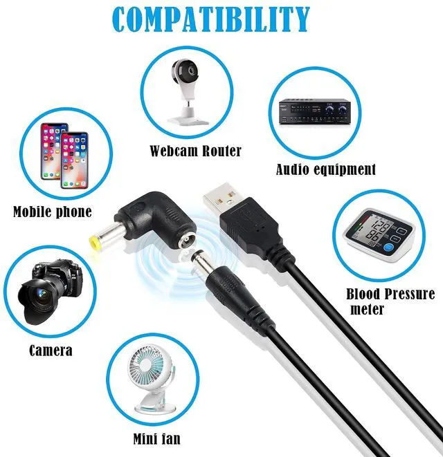 Alt view image 5 of 6 - USB2.0 to DC Power Cable USB2.0 to DC 5.5mmx2.1mm 5V Universal Charging Cable with 10 Types of Connector Plugs for Mobile Phones,Speakers,Small Fans,Routers,etc(60.2Inch)