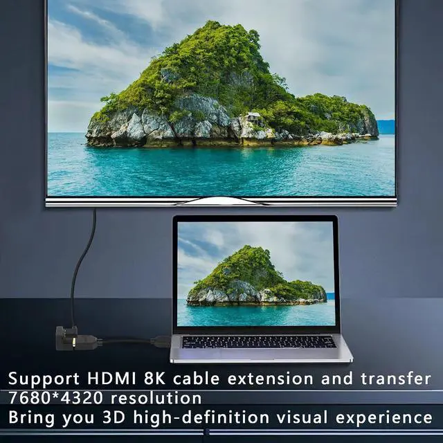 Alt view image 4 of 6 - U Shape Mini HDMI to HDMI Adapter 8K Mini HDMI Male to 180 Degree HDMI Female Extension Adapter for Camera,Laptop,Tablet,HDTV,Projector 2 PCS(UP)