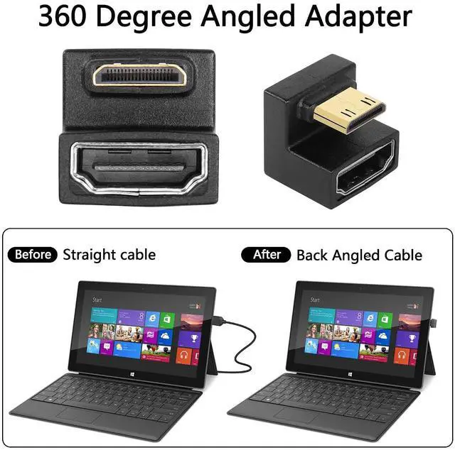 Alt view image 3 of 6 - U Shape Mini HDMI to HDMI Adapter 8K Mini HDMI Male to 180 Degree HDMI Female Extension Adapter for Camera,Laptop,Tablet,HDTV,Projector 2 PCS(UP)