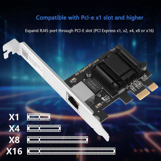 Alt view image 2 of 7 - 5Gb PCI Network Card 2.5Gbps/1Gbps/100Mbps PCI Ethernet Interface Adapter 100Mbps Express 3.18GT/s Ethernet Card Converted to Ethernet RJ45 LAN Port,Supports Windows/Linux