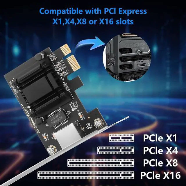 Alt view image 3 of 7 - 5Gb PCI Network Card 2.5Gbps/1Gbps/100Mbps PCI Ethernet Interface Adapter 100Mbps Express 3.18GT/s Ethernet Card Converted to Ethernet RJ45 LAN Port,Supports Windows/Linux