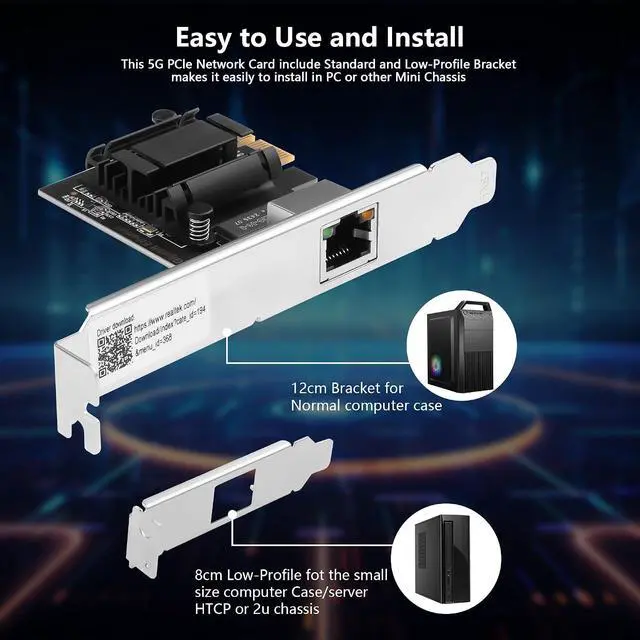 Alt view image 6 of 7 - 5Gb PCI Network Card 2.5Gbps/1Gbps/100Mbps PCI Ethernet Interface Adapter 100Mbps Express 3.18GT/s Ethernet Card Converted to Ethernet RJ45 LAN Port,Supports Windows/Linux