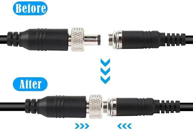 Alt view image 4 of 7 - Anti-Dropout DC Power Pigtail Cable 16AWG with Nut DC5.5mmx2.1mm Male Plug to Open Bare Wire Power Cord for Outdoor Security Camera, CCTV, DVR, etc(1.64 FT)