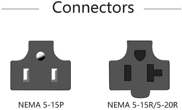 Alt view image 3 of 6 - NEMA 5-15P to 5-15R/20R Power Extension Cord, 16AWG 15 Amp Household Plug to 20 Amp T-Blade AC Power Cable, 1FT 30CM