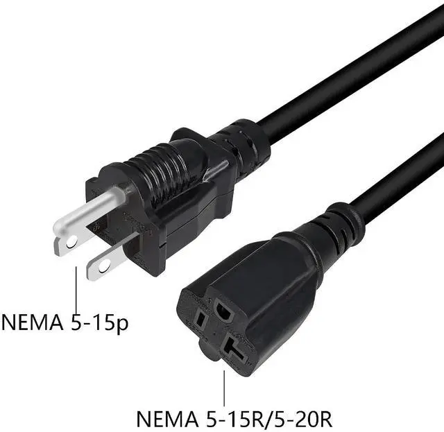 Alt view image 2 of 6 - NEMA 5-15P to 5-15R/20R Power Extension Cord, 16AWG 15 Amp Household Plug to 20 Amp T-Blade AC Power Cable, 1FT 30CM