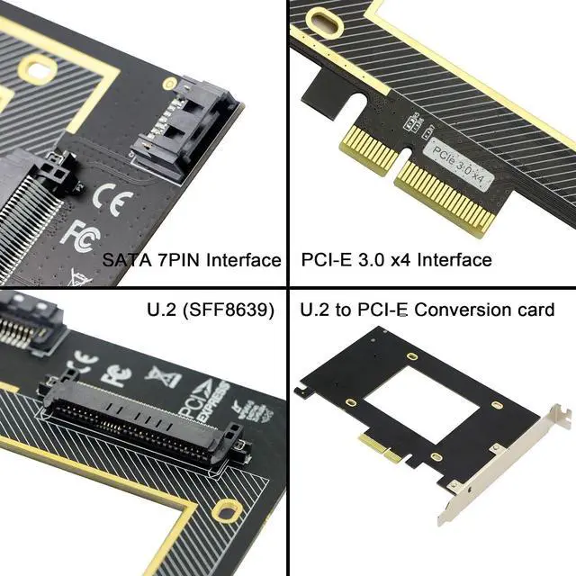 Alt view image 3 of 7 - U.2 to PCIE Expansion CardSFF 8639 to PCIE 3.0 x4 Riser Card,PCI-E 3.0 X4 SATA Adapter,for 2.5" U.2 NVME SSD and 2.5" SATA SSD.