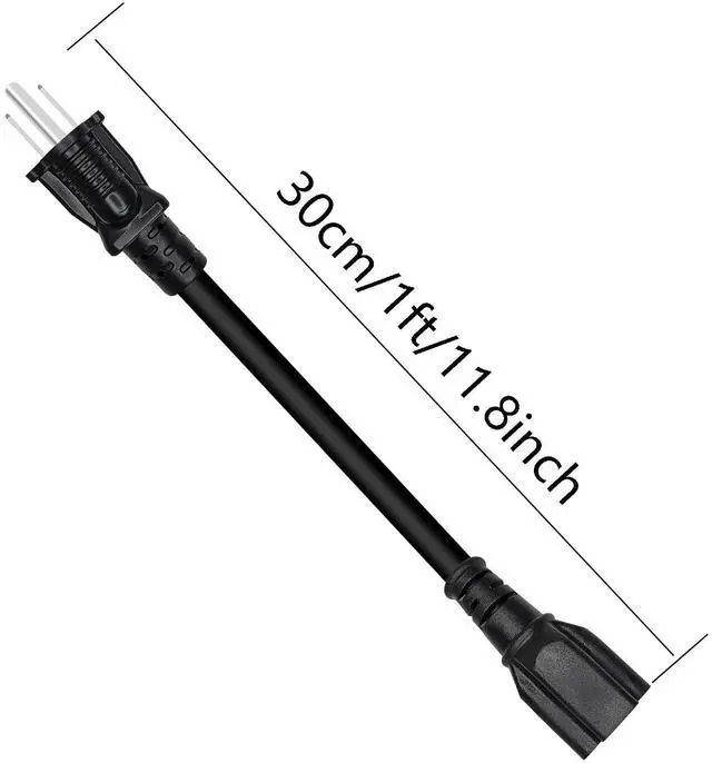 Alt view image 6 of 6 - NEMA 5-15P to 5-15R/20R Power Extension Cord, 16AWG 15 Amp Household Plug to 20 Amp T-Blade AC Power Cable, 1FT 30CM