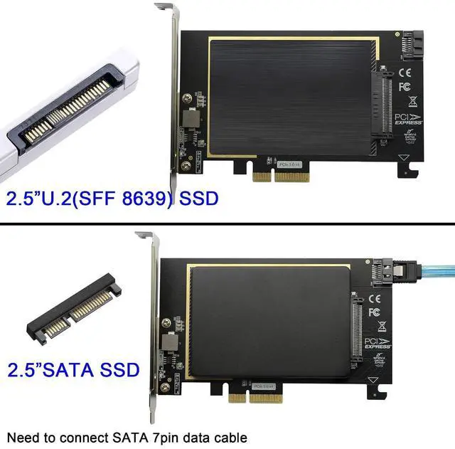 Alt view image 4 of 7 - U.2 to PCIE Expansion CardSFF 8639 to PCIE 3.0 x4 Riser Card,PCI-E 3.0 X4 SATA Adapter,for 2.5" U.2 NVME SSD and 2.5" SATA SSD.