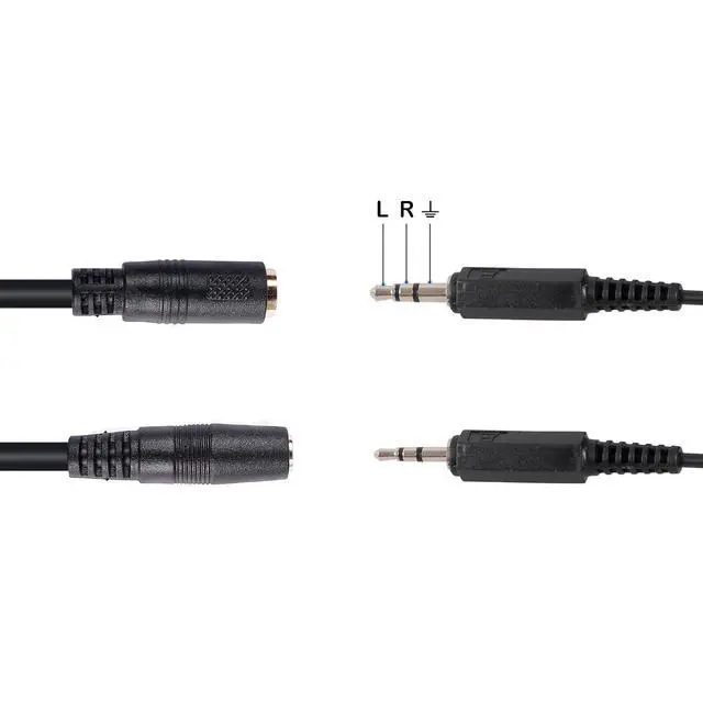 Alt view image 2 of 6 - 20cm 3.5mm Y-Type Audio Cable, 2.5mm & 3.5mm Female Audio Jacks, Black, Durable PVC, Compatible with Headphones, Speakers, Mobile Phones, Laptops, Microphones, Mixers