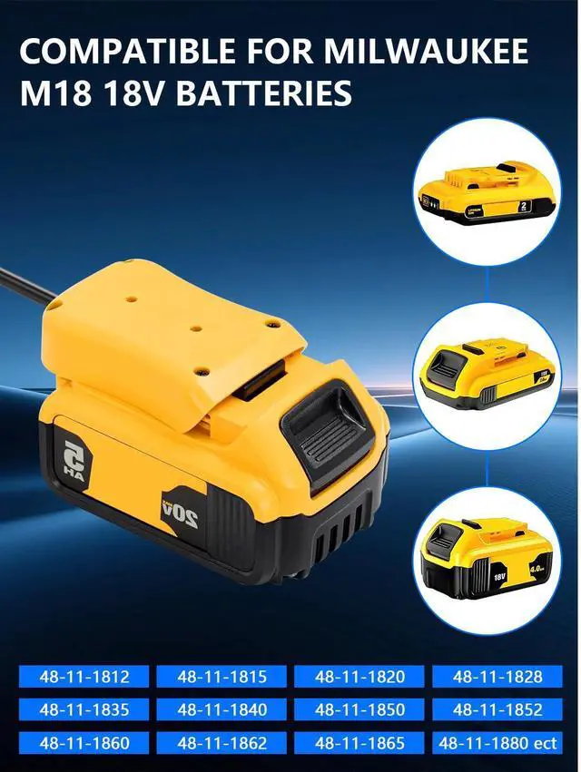 Alt view image 2 of 7 - 3.28FT for Starlink Mini Battery Adapter with De.Walt 20VDIY Power Connector for Workshop Robotics LED Strips and Outdoor Projects