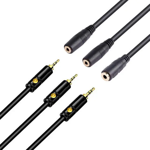 Alt view image 3 of 6 - 20cm 3.5mm Y-Type Audio Cable, 2.5mm & 3.5mm Female Audio Jacks, Black, Durable PVC, Compatible with Headphones, Speakers, Mobile Phones, Laptops, Microphones, Mixers