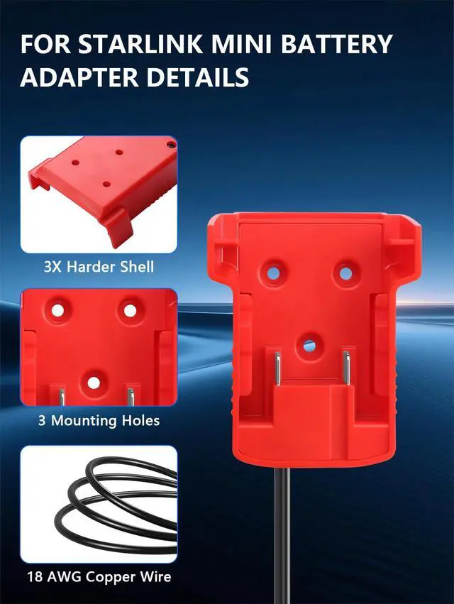 Alt view image 6 of 7 - 3.28FT for Starlink Mini Battery Adapter with Milwaukee M18 18VDIY Power Connector for Workshop Robotics LED Strips and Outdoor Projects