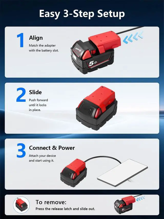 Alt view image 3 of 7 - 3.28FT for Starlink Mini Battery Adapter with Milwaukee M18 18VDIY Power Connector for Workshop Robotics LED Strips and Outdoor Projects