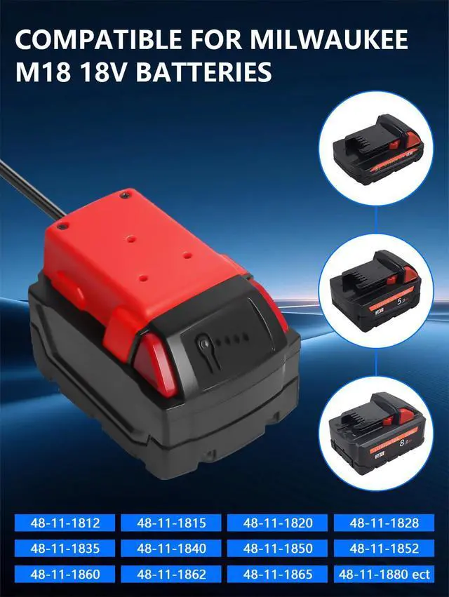 Alt view image 2 of 7 - 3.28FT for Starlink Mini Battery Adapter with Milwaukee M18 18VDIY Power Connector for Workshop Robotics LED Strips and Outdoor Projects