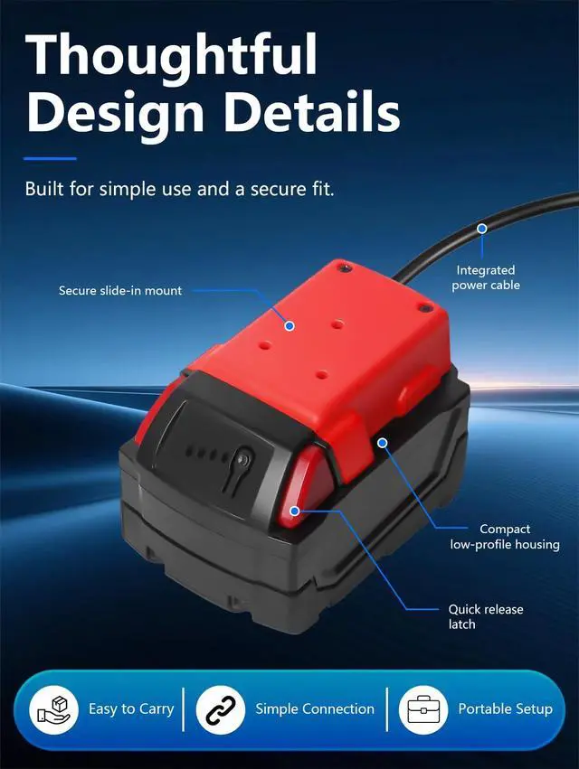 Alt view image 5 of 7 - 3.28FT for Starlink Mini Battery Adapter with Milwaukee M18 18VDIY Power Connector for Workshop Robotics LED Strips and Outdoor Projects