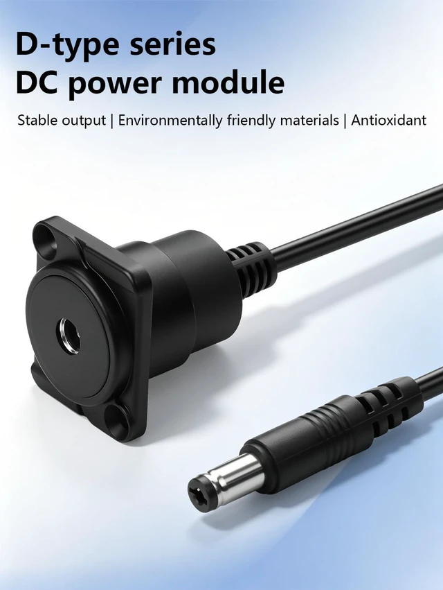 Alt view image 4 of 6 - D-Type DC Panel Mount Power Extension Cable5.5x2.1mm Female to Male 12V 24V Cord for 86 Wall Plate, Ground Socket, Electronic Scale, LED Strip, CCTV, Router