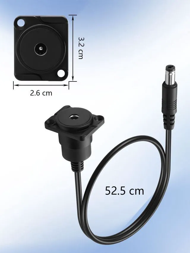 Alt view image 6 of 6 - D-Type DC Panel Mount Power Extension Cable5.5x2.1mm Female to Male 12V 24V Cord for 86 Wall Plate, Ground Socket, Electronic Scale, LED Strip, CCTV, Router