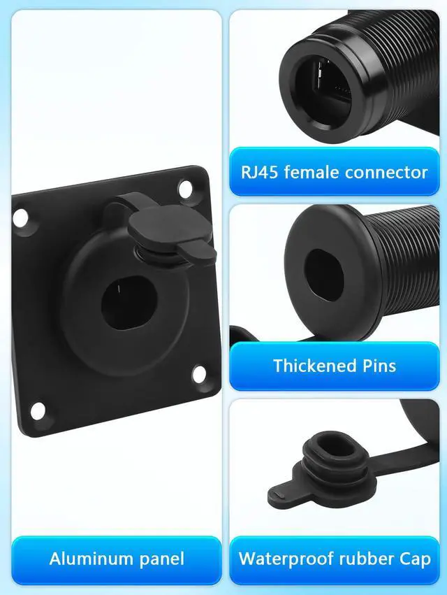 Alt view image 4 of 7 - Waterproof Wall Socket,Gen3 RJ45 CAT6 Female to Female PassthroughAluminum Alloy Outdoor Network Bulkhead Connector with PVC Insulation, Industrial, Marine, RV & Motorcycle
