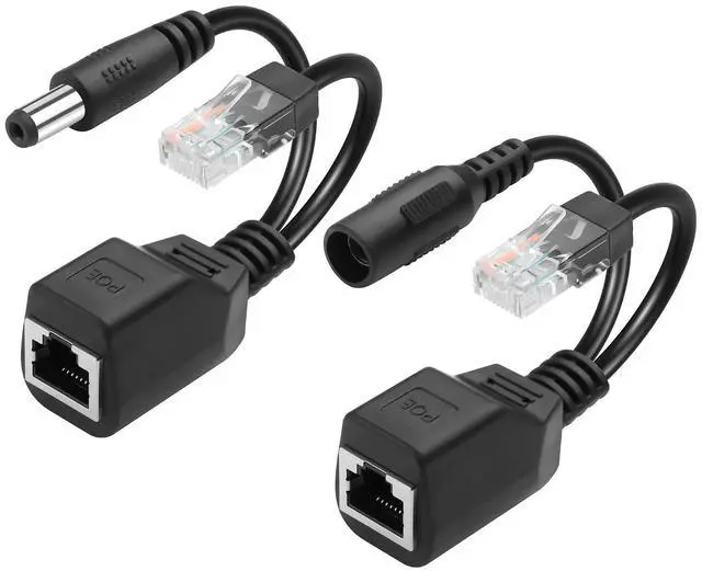 Main image of 1 Pair of POE Splitter Adapter DC3-57V 100Mbps DC5.5x2.1mm Male and Female Plug Set POE Power Over Ethernet Spliter for Security Cameras,CCTV Monitoring,IP Cameras,etc(6.3 Inch)