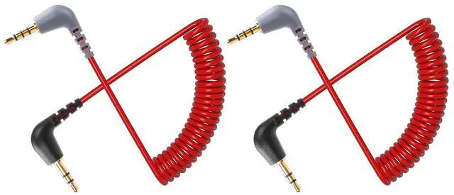 Main image of 2PCS 3.5mm TRS to TRRS Adapter Micphone Cable SC7 Cord Coiled Audio Wire Micphone Lead for Rode SC7, VideoMic, VideoMicro Go, Boya, Other External Mic - TRRS Cable Smartphone and Tablets