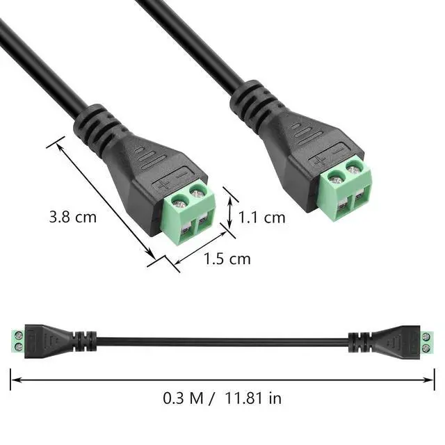 Alt view image 4 of 6 - 2 PCS 2-Pole Terminal Cable 2-Pole 2-Pole Screw Fixed Terminal Cable 2-Pin Terminal Audio and Video Connection Cable for Power Amplifiers,Speakers,Mixing Consoles,etc(11.81 Inch) (2 PIN)