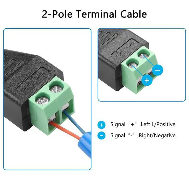 Alt view image 3 of 6 - 2 PCS 2-Pole Terminal Cable 2-Pole 2-Pole Screw Fixed Terminal Cable 2-Pin Terminal Audio and Video Connection Cable for Power Amplifiers,Speakers,Mixing Consoles,etc(11.81 Inch) (2 PIN)