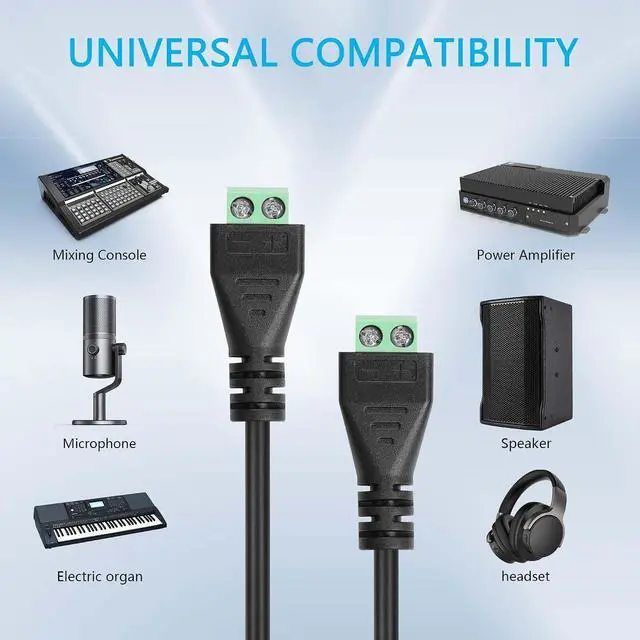 Alt view image 5 of 6 - 2 PCS 2-Pole Terminal Cable 2-Pole 2-Pole Screw Fixed Terminal Cable 2-Pin Terminal Audio and Video Connection Cable for Power Amplifiers,Speakers,Mixing Consoles,etc(11.81 Inch) (2 PIN)