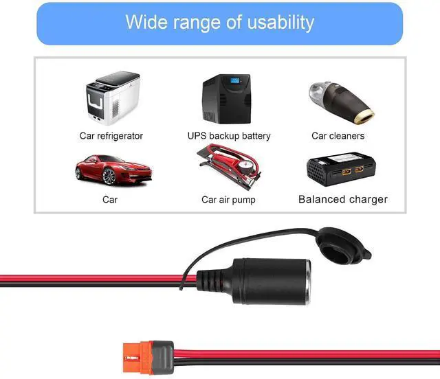 Alt view image 5 of 7 - 12AWG Cigarette Lighter Female Plug to XT60I-F Plug Power Cable DC12V/24V Cigarette Lighter Female Plug to XT60I-F Female Plug Power Cable for Car Refrigerators,Balance Chargers etc(5FT)