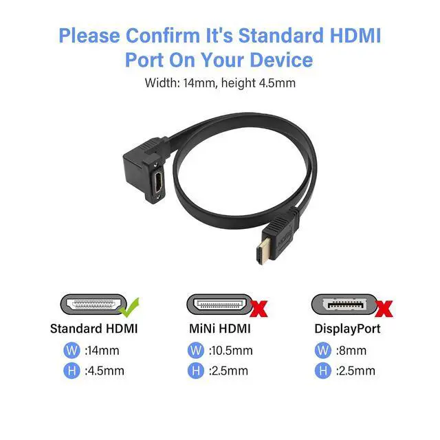 Alt view image 2 of 6 - HDMI Extension Cable4K@60Hz HDMI Male to Female Adapter Cable 1.6FT Standard HDMI 2.0 Adapter Connector Cable.for Laptops,TVs,Monitors, Projectors, Etc. (Male to Up Angle Female)