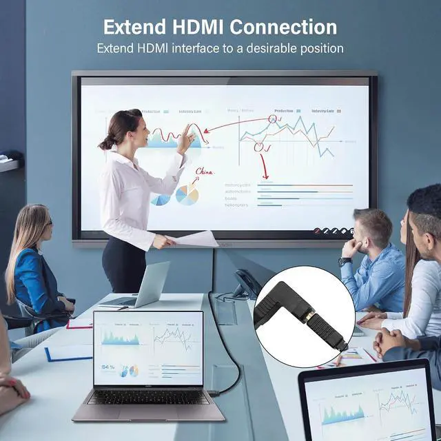 Alt view image 4 of 6 - HDMI Extension Cable4K@60Hz HDMI Male to Female Adapter Cable 1.6FT Standard HDMI 2.0 Adapter Connector Cable.for Laptops,TVs,Monitors, Projectors, Etc. (Male to Up Angle Female)