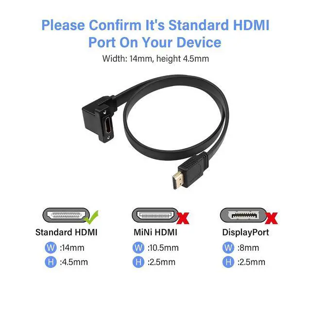 Alt view image 2 of 6 - HDMI Extension Cable4K@60Hz HDMI Male to Female Adapter Cable 1.6FT Standard HDMI 2.0 Adapter Connector Cable.for Laptops,TVs,Monitors, Projectors, Etc. (Male to Down Angle Female)