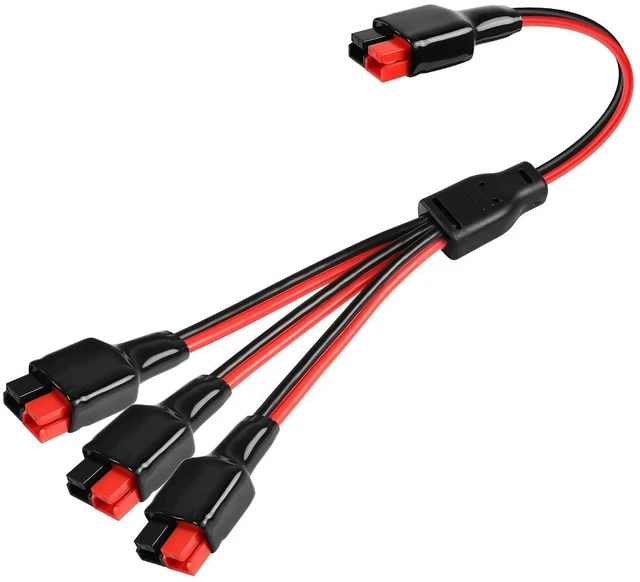 Main image of 45A Connector One to Three Power Cable Main Cable 12AWG Branch Cable 14AWG 45A Connector One in Three Out Power Cable for Batteries, Portable Charging Stations, Caravans etc(13 Inch)
