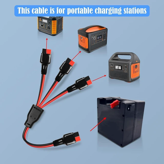 Alt view image 4 of 7 - 45A Connector One to Three Power Cable Main Cable 12AWG Branch Cable 14AWG 45A Connector One in Three Out Power Cable for Batteries, Portable Charging Stations, Caravans etc(13 Inch)