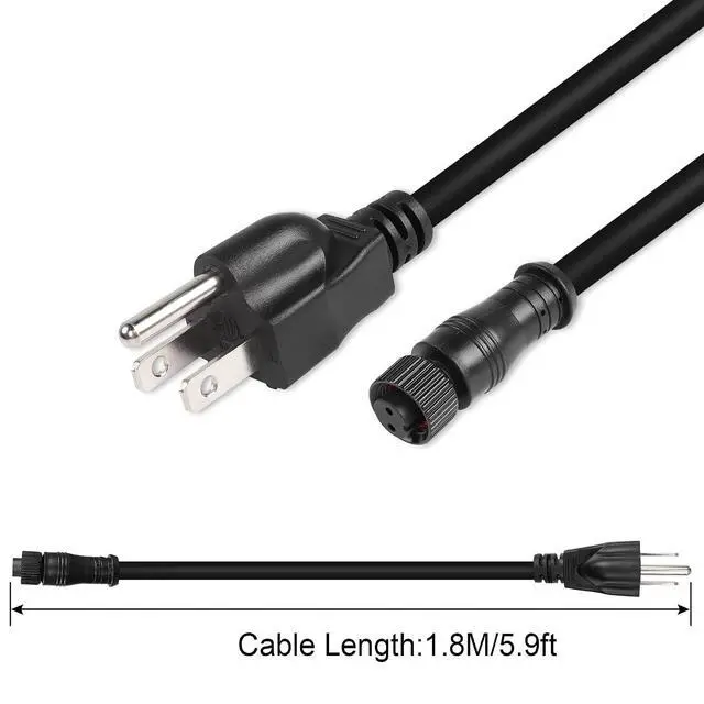 Alt view image 7 of 7 - Outdoor Extension Cord M12 Waterproof Famale Connector to 3 Prong Extension Cable,18AWG,SJTW Heavy Duty Power Cord for Indoor Outdoor, Landscaping, Christmas Trees and Lighting