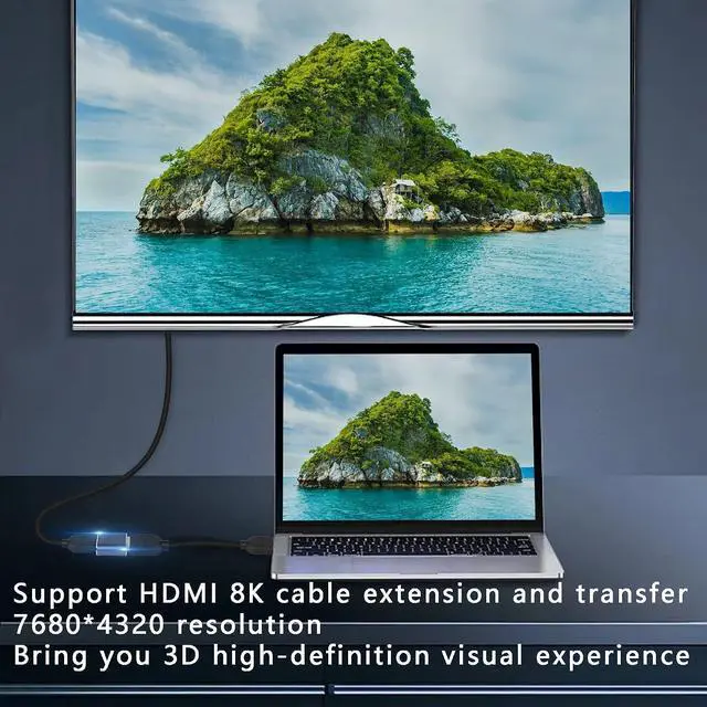 Alt view image 4 of 6 - 8K Mini HDMI to HDMI Adapter 2.1 Version Mini HDMI Male to HDMI Female Connector Adapter for Camera,Laptop,Tablet,HDTV,Projector 2 PCS