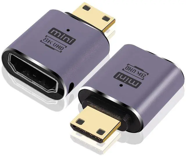 Main image of 8K Mini HDMI to HDMI Adapter 2.1 Version Mini HDMI Male to HDMI Female Connector Adapter for Camera,Laptop,Tablet,HDTV,Projector 2 PCS