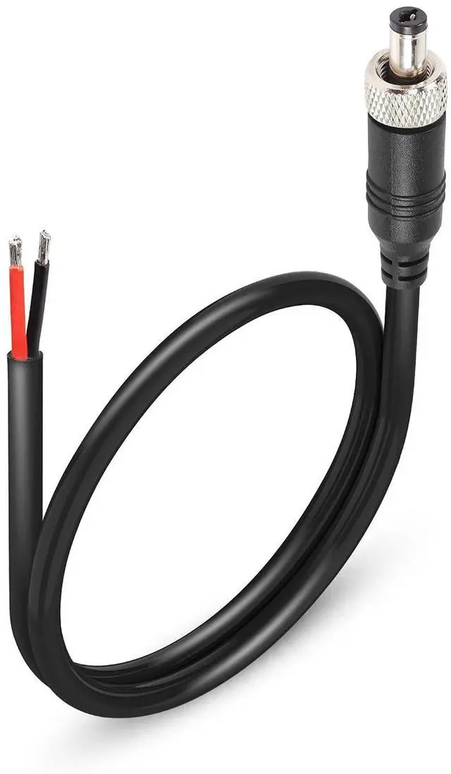 Main image of Anti-Dropout DC Power Pigtail Cable 16AWG with Nut DC5.5mmx2.1mm Male Plug to Open Bare Wire Power Cord for Outdoor Security Camera, CCTV, DVR, etc(1.64 FT)